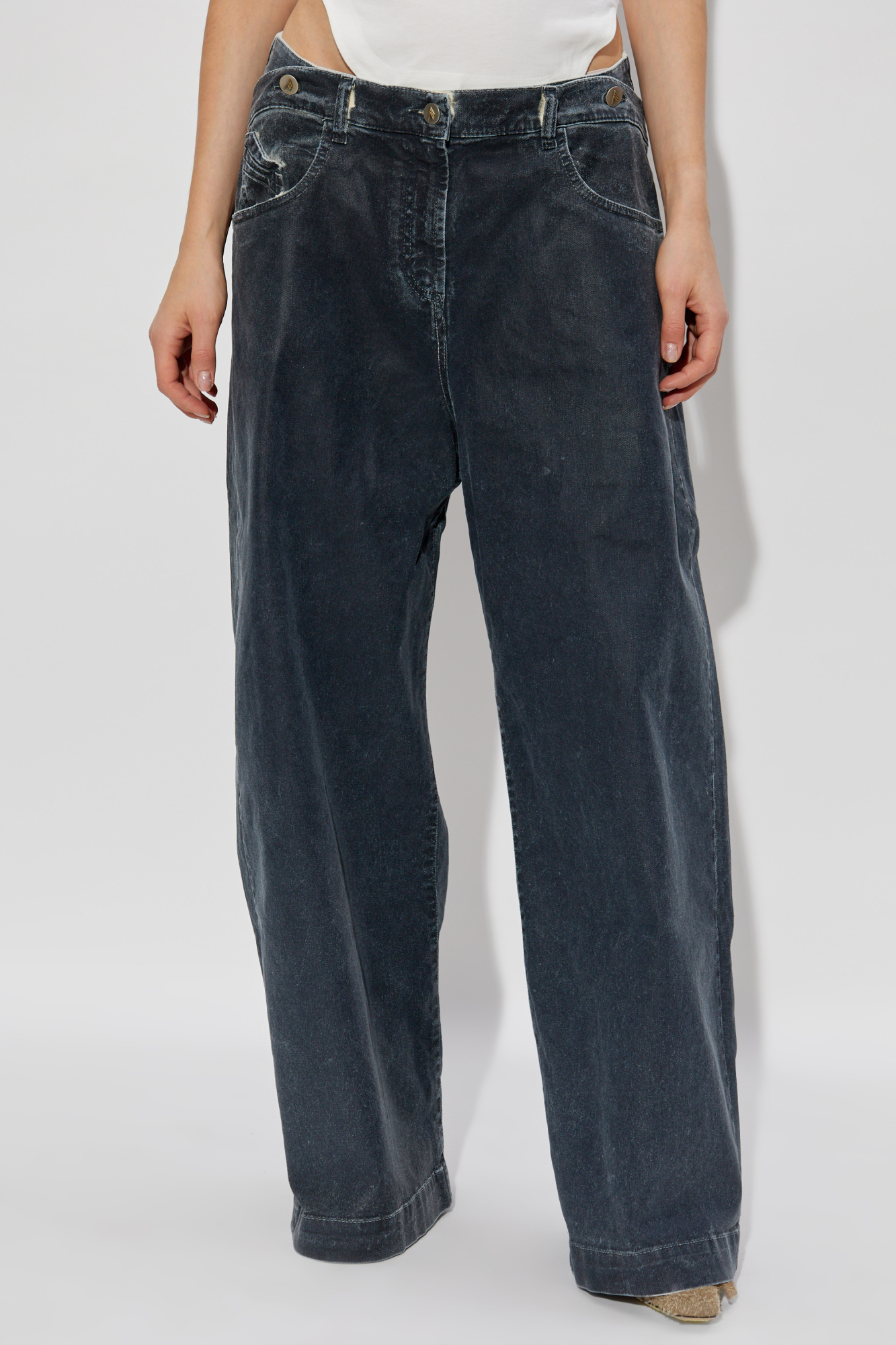 デニム・ジーパン THE ATTICO Women Denim Pants 247WCP84 D075S 100 Black The Attico Denim Cargo Pants | Saks Fifth Avenue
